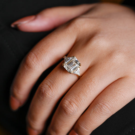 2 CT Emerald Pave Moissanite Engagement Ring