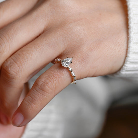 2 CT Emerald Pave Moissanite Engagement Ring