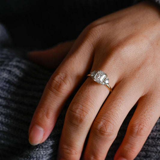 2 CT Emerald Pave Moissanite Engagement Ring