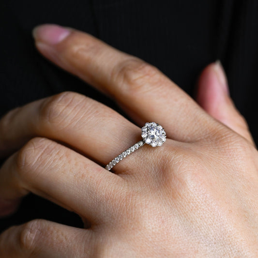 2 CT Emerald Pave Moissanite Engagement Ring