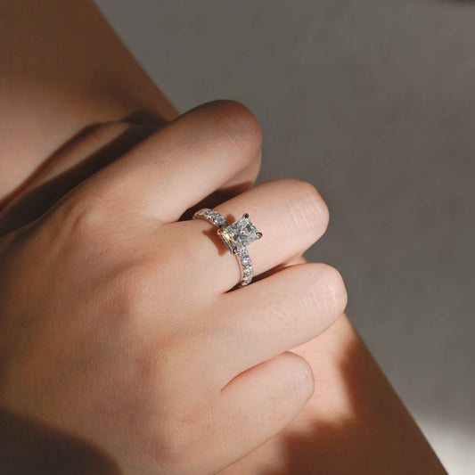 2 CT Emerald Pave Moissanite Engagement Ring
