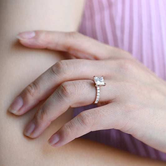 2 CT Emerald Pave Moissanite Engagement Ring