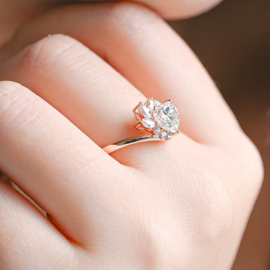 2 CT Emerald Pave Moissanite Engagement Ring