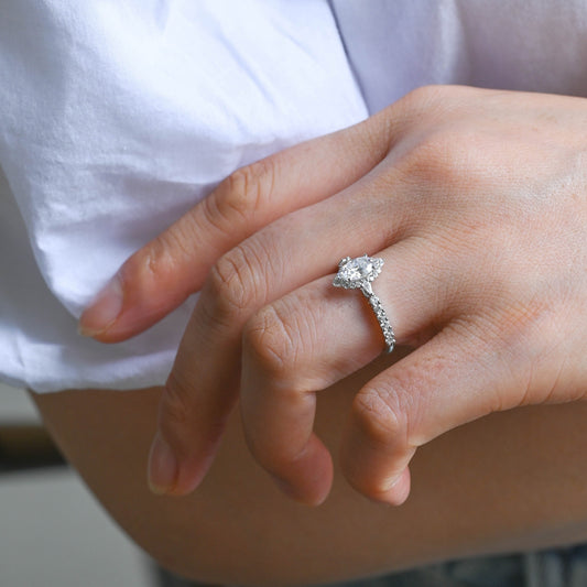 2 CT Emerald Pave Moissanite Engagement Ring