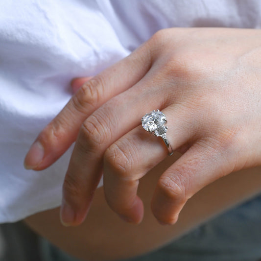 2 CT Emerald Pave Moissanite Engagement Ring