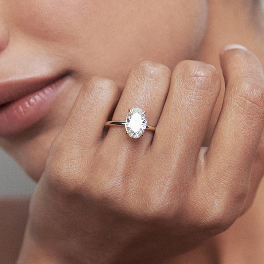 1.5 CT Oval Solitaire Moissanite Engagement Ring