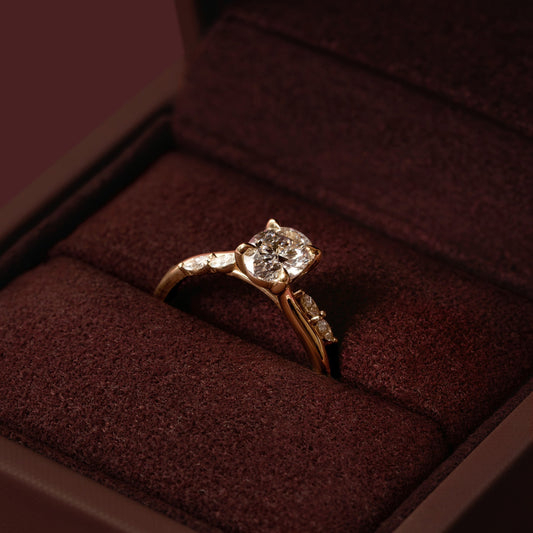 Curved Oval Lab Grown Diamond Engagement Ring