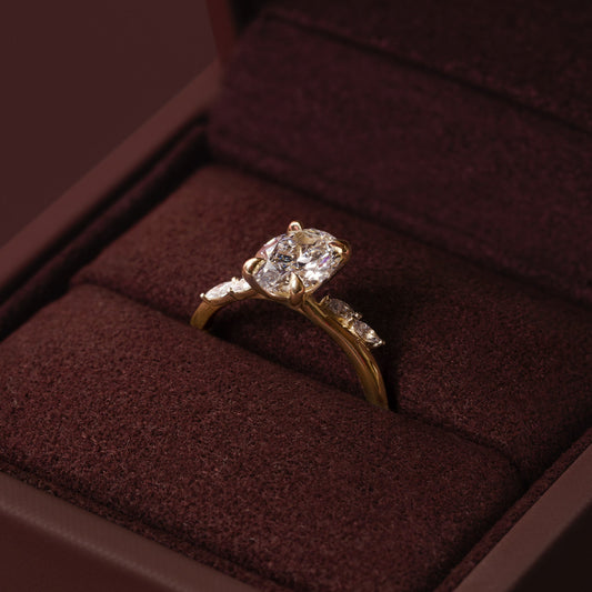 Curved Oval Lab Grown Diamond Engagement Ring