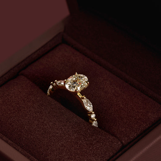 Pave Oval Lab Grown Diamond Engagement Ring