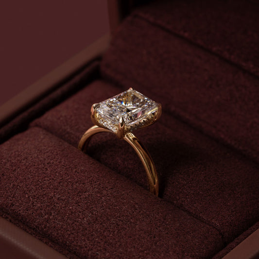 Hidden Halo Radiant Lab Grown Diamond Engagement Ring