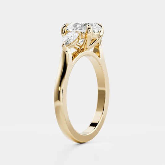 Three Stone Oval Lab Grown Diamond Engagement Ring