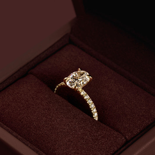 Pave Oval Lab Grown Diamond Engagement Ring