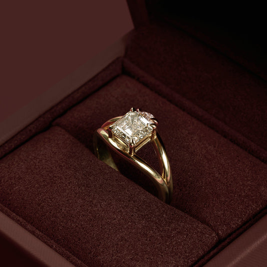Solitaire Split Shank Asscher Lab Grown Diamond Engagement Ring