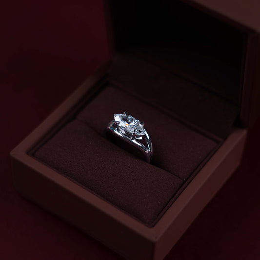 Solitaire Split Shank East-West Marquise Lab Grown Diamond Engagement Ring