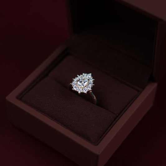 Cluster Pear Lab Grown Diamond Engagement Ring