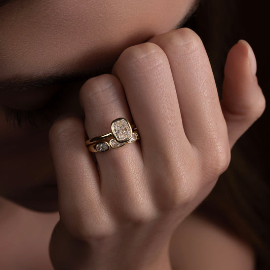 1.5 CT Elongated Cushion: Bezel Lab Grown Diamond Engagement Ring