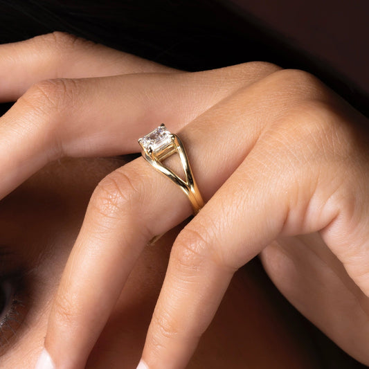 2 CT Asscher: Split Shank Lab Grown Diamond Engagement Ring