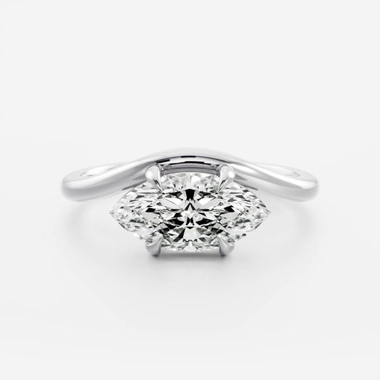 1.5 CT Marquise: Wavy Solitaire Lab Grown Diamond Engagement Ring