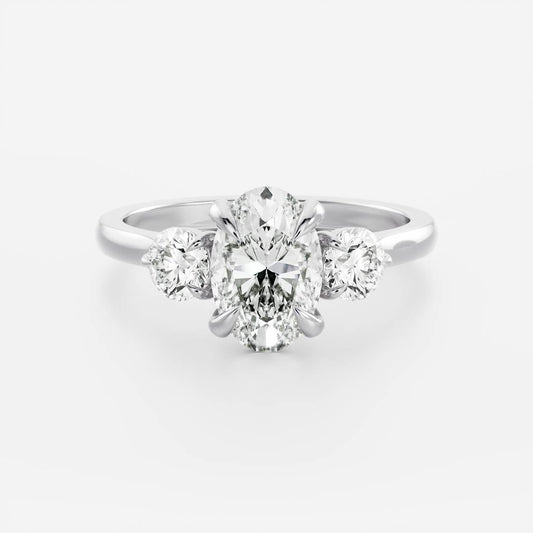 1 CT Oval: Three Stone Lab Grown Diamond Engagement Ring