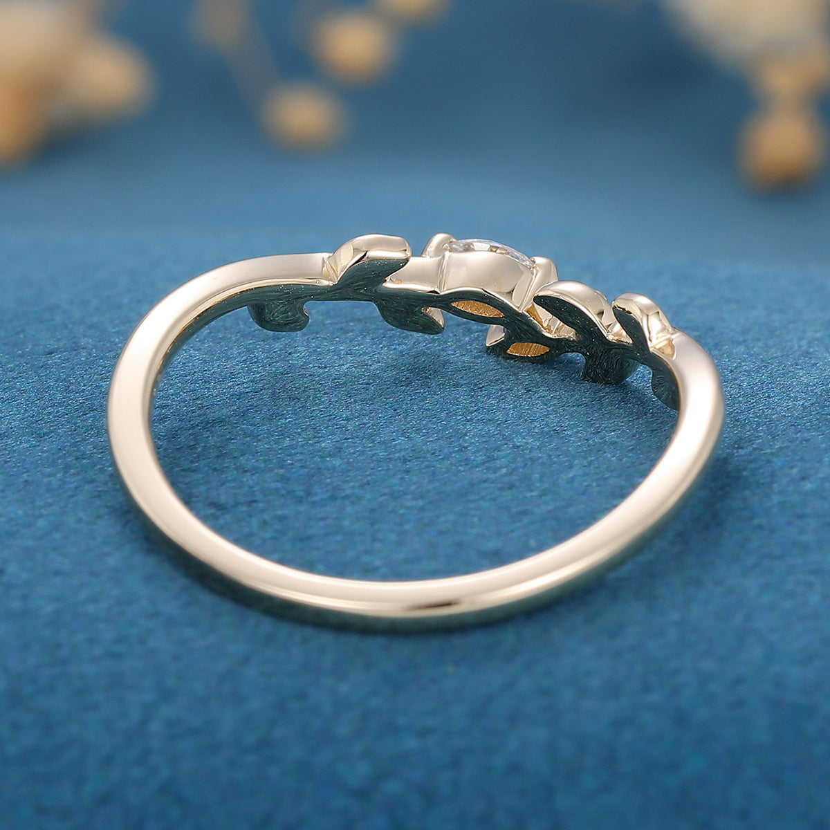 1.40 CT Marquise Shaped Moissanite Nature Inspired Wedding Band