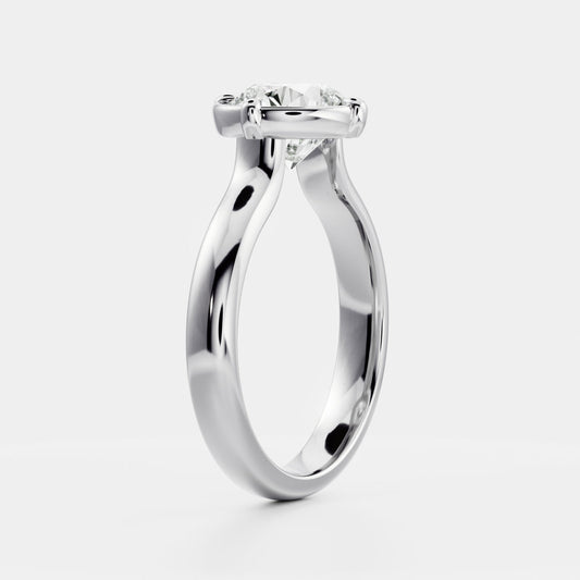 Round: Pronged Bezel Lab Grown Diamond Engagement Ring