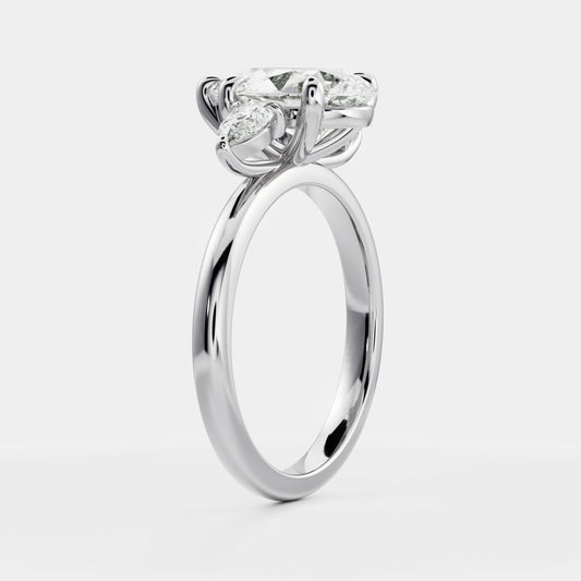 Pear: Three Stone Lab Grown Diamond Engagement Ring