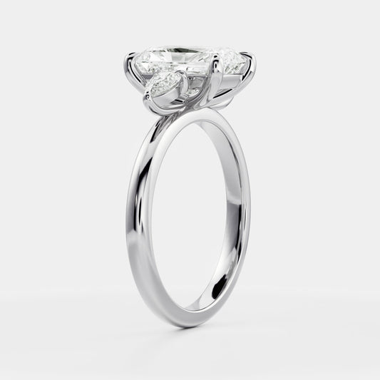 Radiant: Three Stone Lab Grown Diamond Engagement Ring