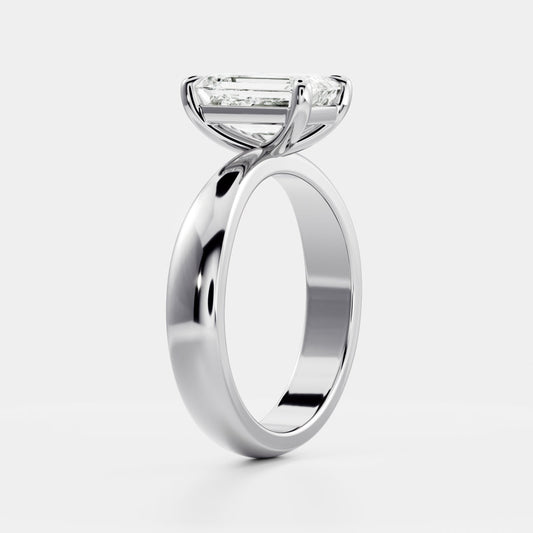 Emerald: Tapered Solitaire Lab Grown Diamond Engagement Ring