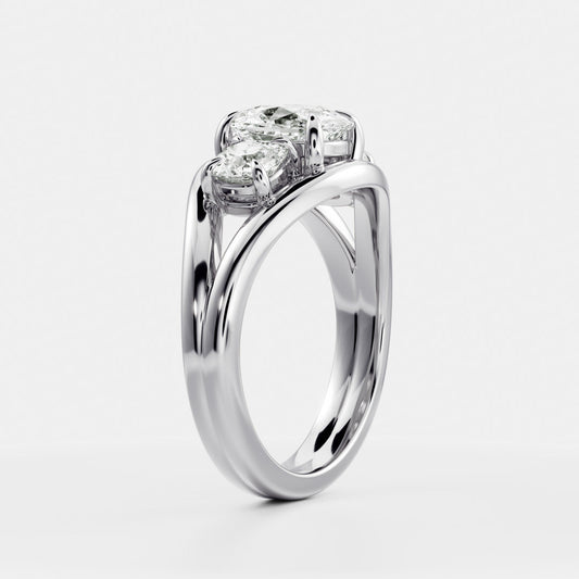 2.5 CT Elongated Cushion Split Shank Lab Grown Diamond Engagement Ring