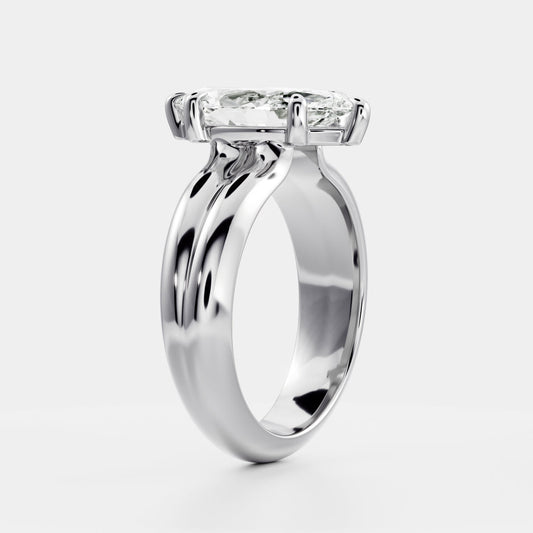 Marquise: Double Band Solitaire Lab Grown Diamond Engagement Ring