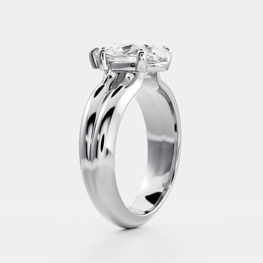 Pear: Double Band Solitaire Lab Grown Diamond Engagement Ring