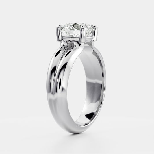 Round: Double Band Solitaire Lab Grown Diamond Engagement Ring