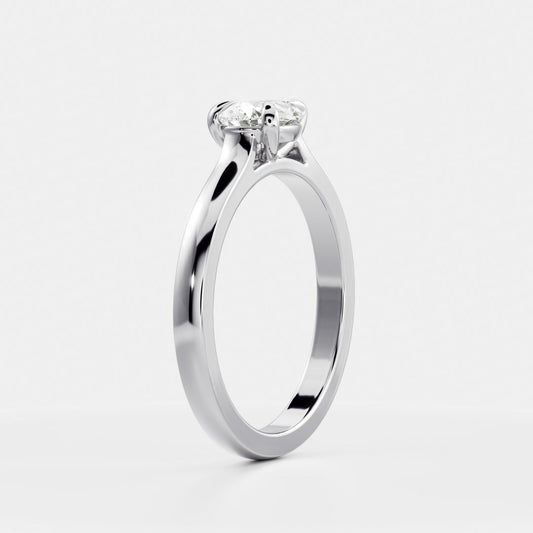 East-West Pear: Cathedral Solitaire Lab Grown Diamond Engagement Ring