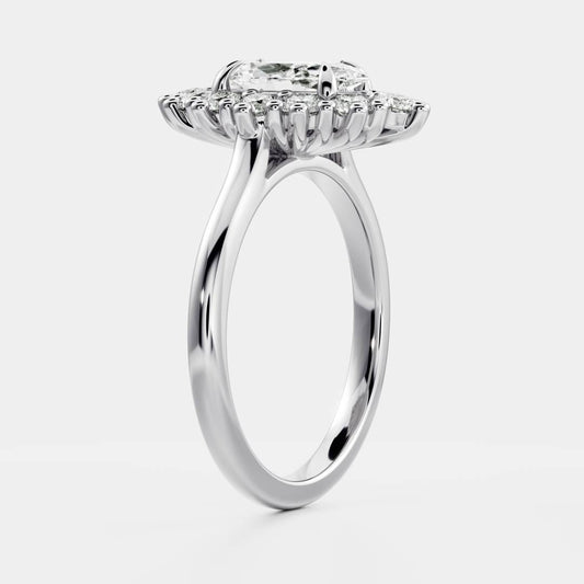 Marquise: Halo Cluster Lab Grown Diamond Engagement Ring