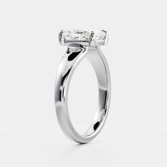 Elongated Cushion: Taper Solitaire Lab Grown Diamond Engagement Ring