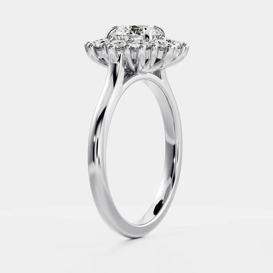 Round: Halo Cluster Lab Grown Diamond Engagement Ring
