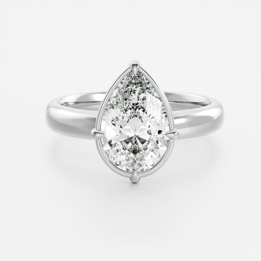 2 CT Pear: Pronged Bezel Lab Grown Diamond Engagement Ring