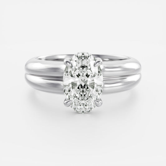 2 CT Oval: Pronged Bezel Lab Grown Diamond Engagement Ring