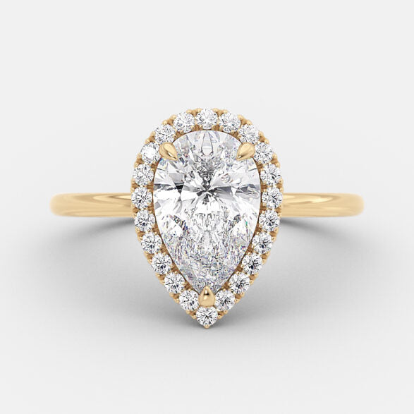 2.5 CT Pear Halo Style Moissanite Engagement Ring
