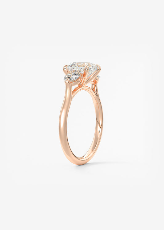 Cushion Three Stone Lab Grown Diamond Engagement Ring