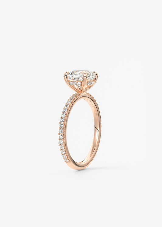 Cushion Hidden Halo Pave Lab Grown Diamond Engagement Ring
