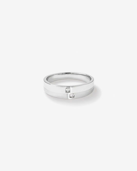 0.08 CT Cushion Moissanite Two Stone Men's Wedding Band in Solid Gold 2