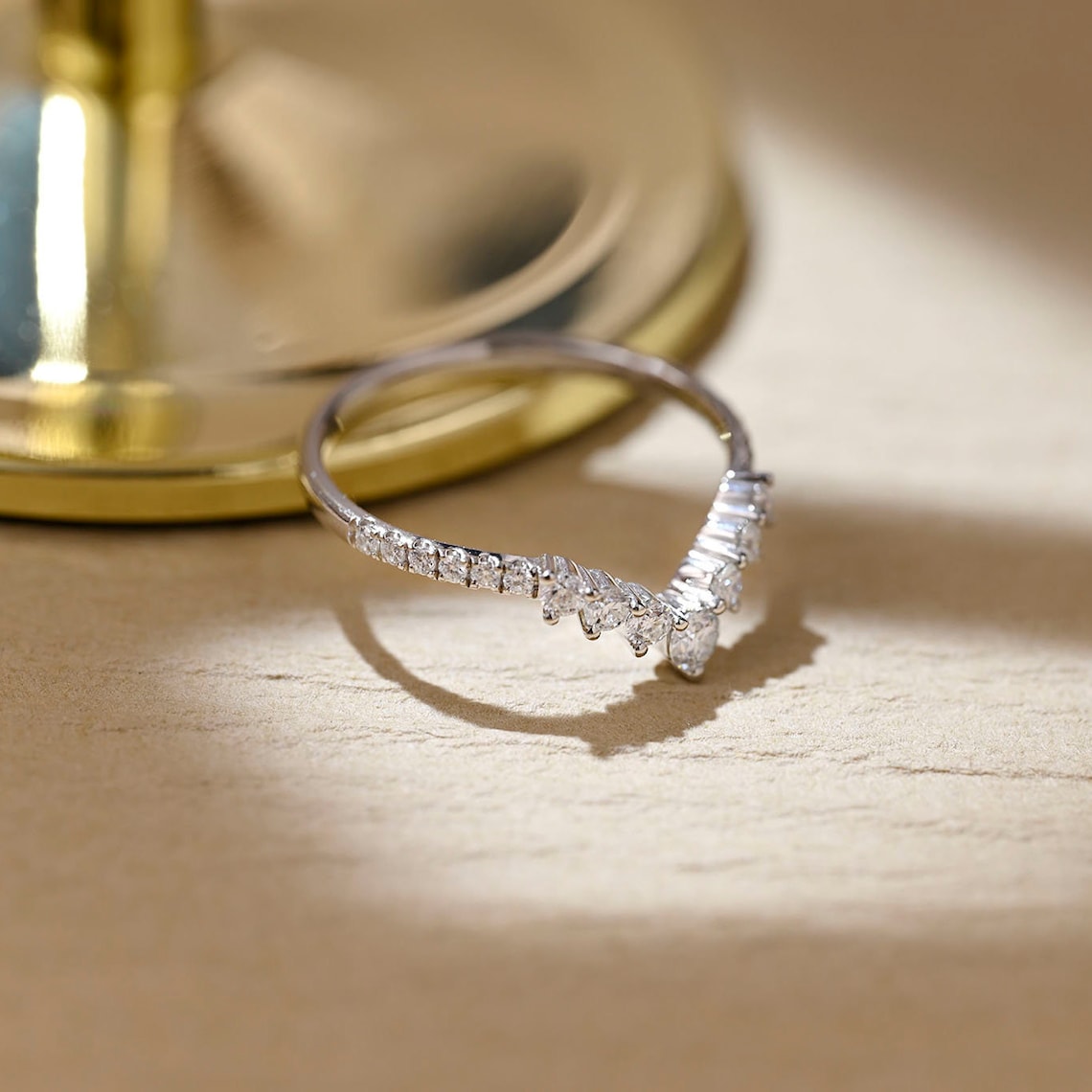0.5 TCW Round Curved Lab Grown Diamond Wedding Band