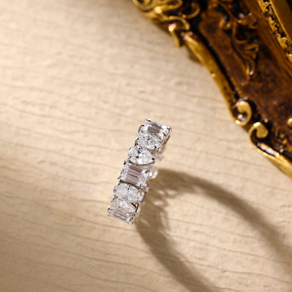 0.4 TCW Oval Pear & Emerald Full Eternity Lab Grown Diamond Wedding Band