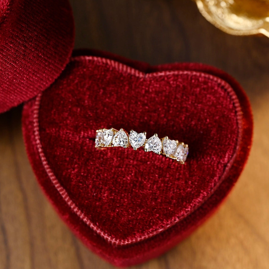 0.6 TCW Heart Full Eternity Lab Grown Diamond Wedding Band