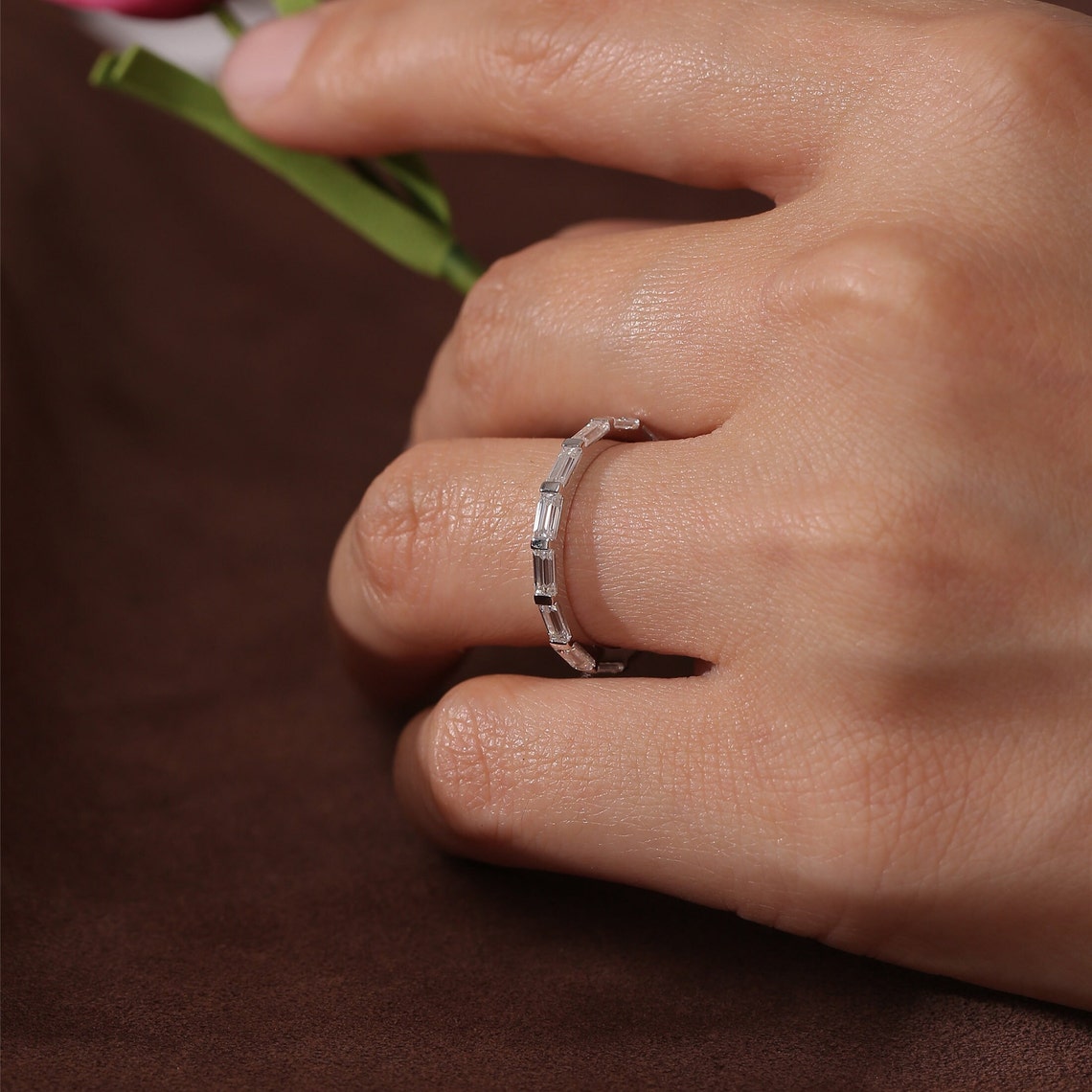 0.4 TCW Baguette & Emerald Full Eternity Lab Grown Diamond Wedding Band
