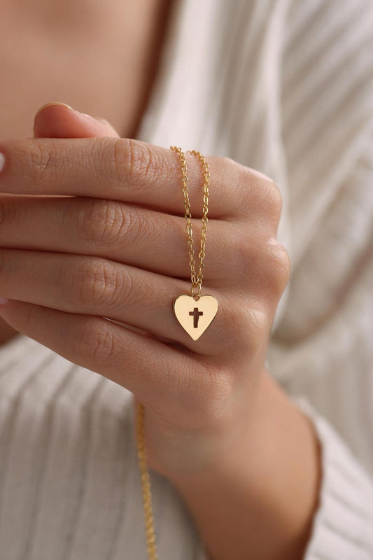 Heart Cross Pendant Necklace