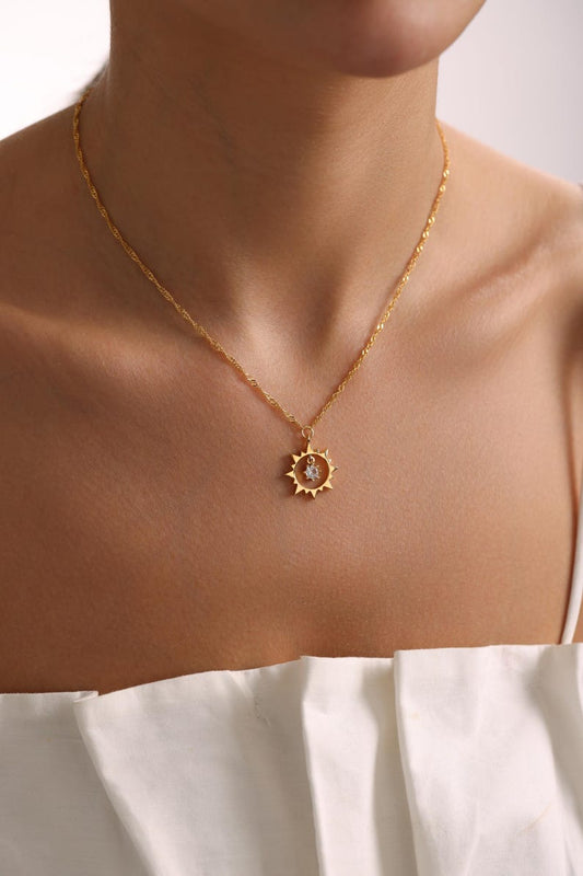 0.20 CT Round Sun Charm Moissanite Necklace