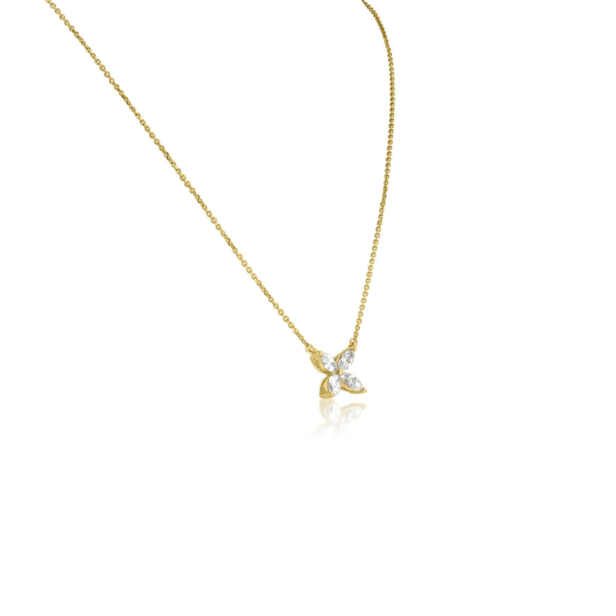0.37 TCW Marquise Cut Flower Moissanite Necklace