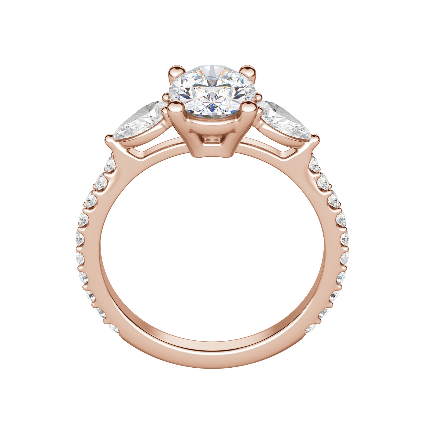 2.10 CT Oval Cut 3 Stone Moissanite Engagement Ring